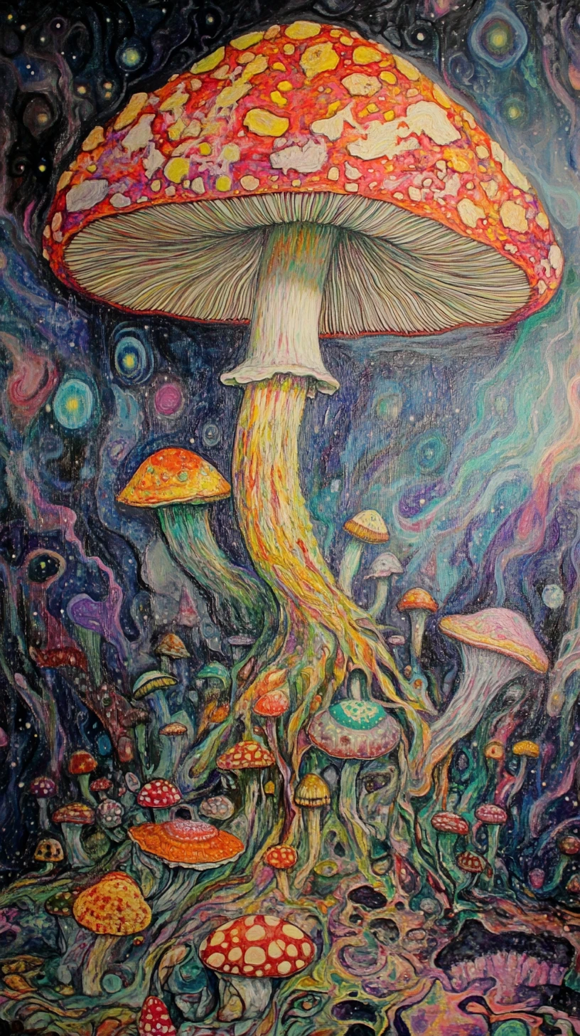 Tormented figure fully shroomed alone in a motel room