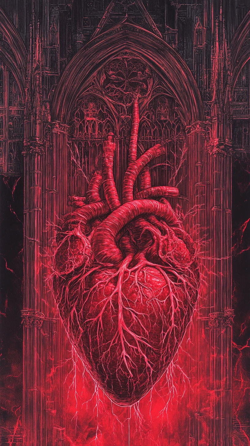 Corazón Humano Transformado en Estructura de Catedral Gótica
