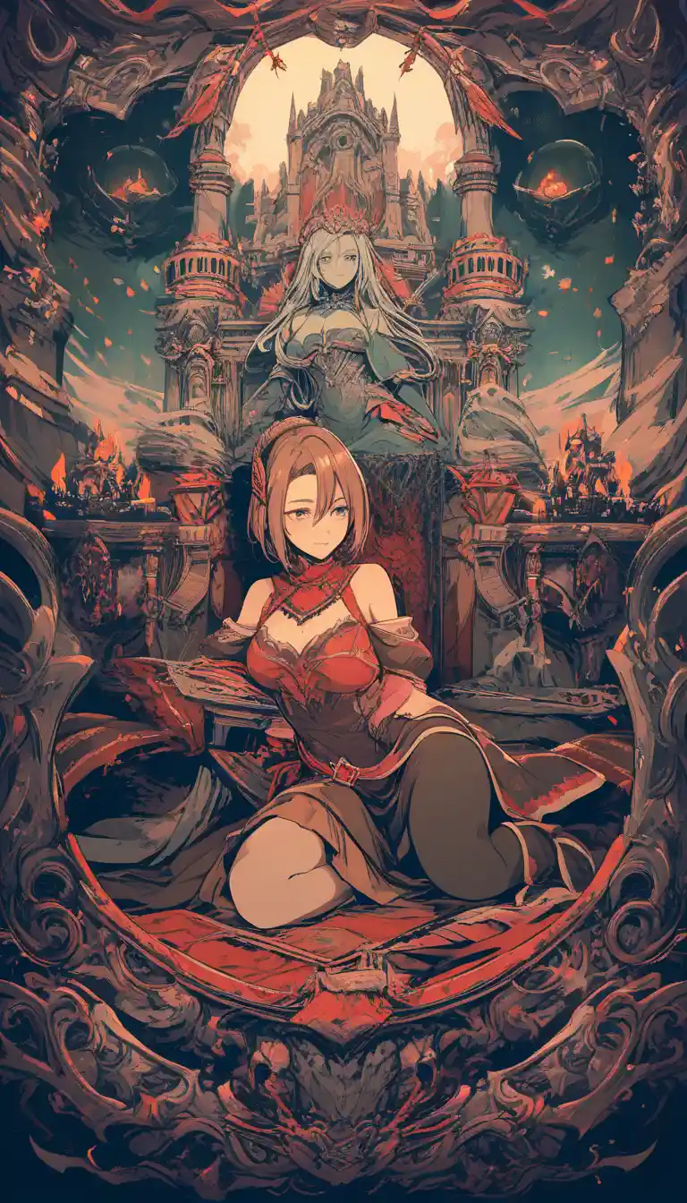 Orc princess reclining in a medieval palace interior