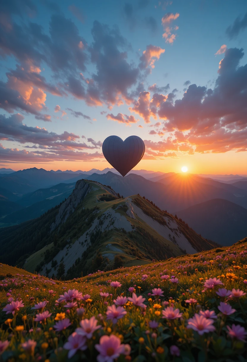 Corazón al Amanecer sobre el Paisaje de los Tatras en Polonia