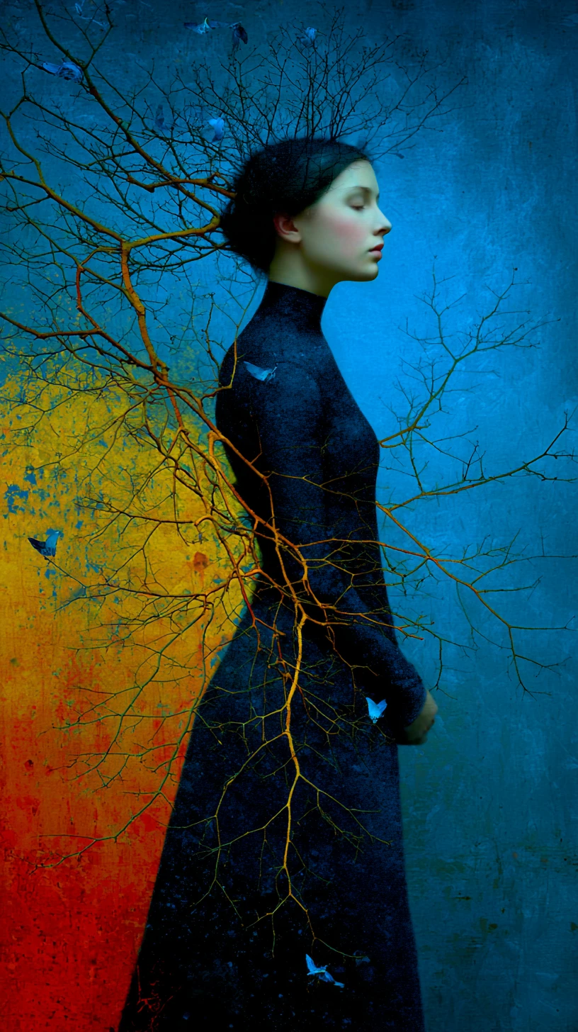 Ethereal fantasy woman in an interdimensional surreal lovescape