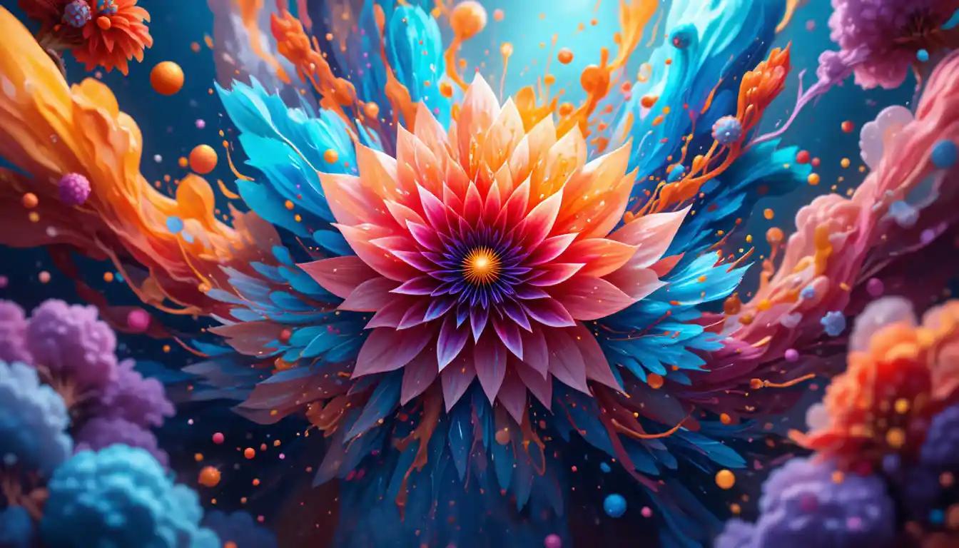 Vibrant digital illustration with creative abstract composition