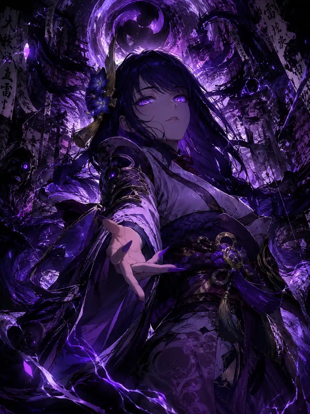 Powerful fantasy woman in a corrupted nightmare realm