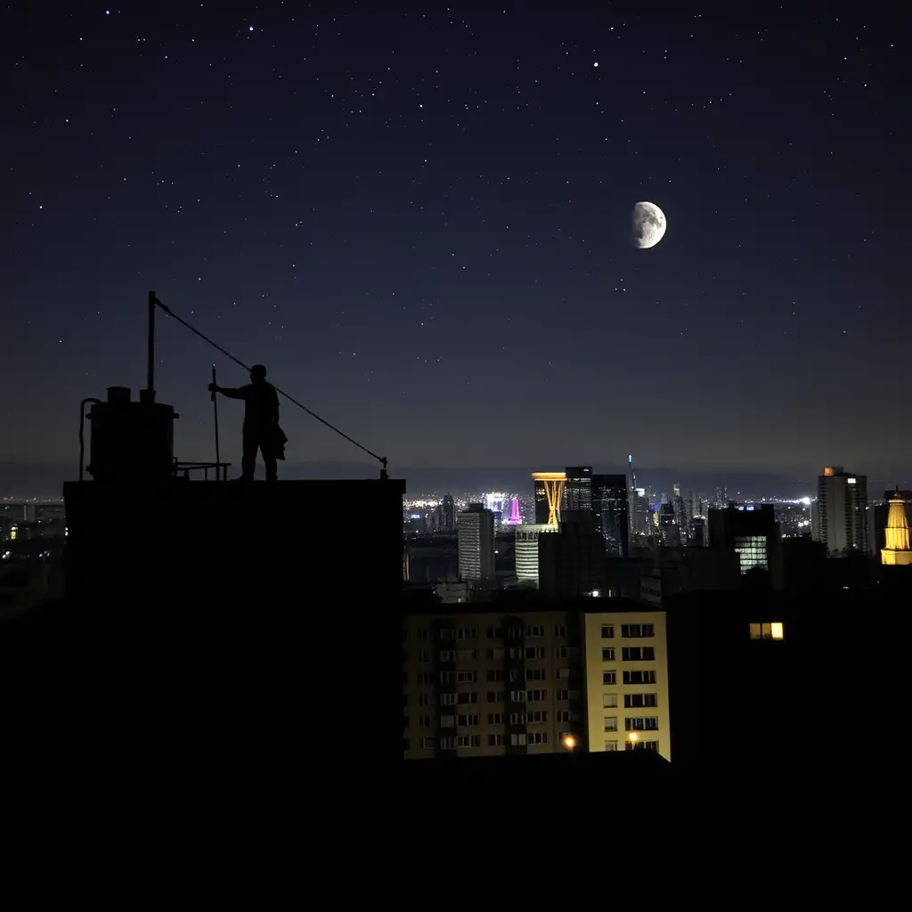 Pessoa descansando sozinha em um telhado tranquilo da cidade