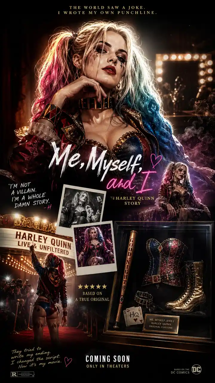 Cinematic Hollywood style biopic poster with bright dramatic lighting