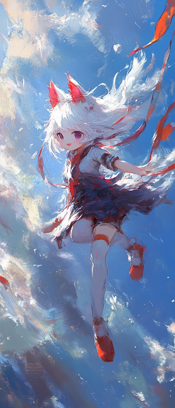 Encantadora Chica de Anime en Ilustración Artística de Brillantes Tonos Pastel