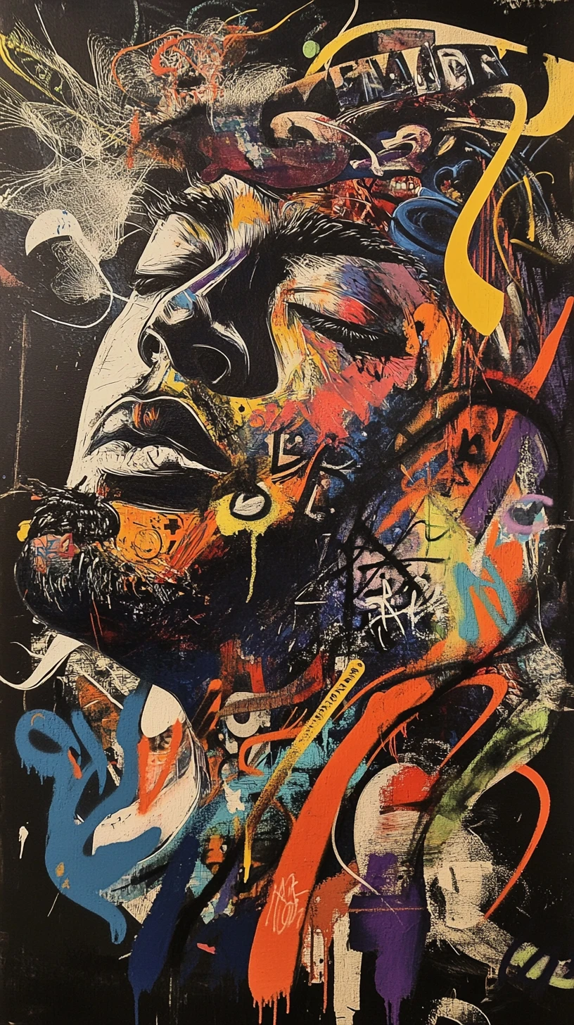 Bold hip hop typography wrapped around a central microphone
