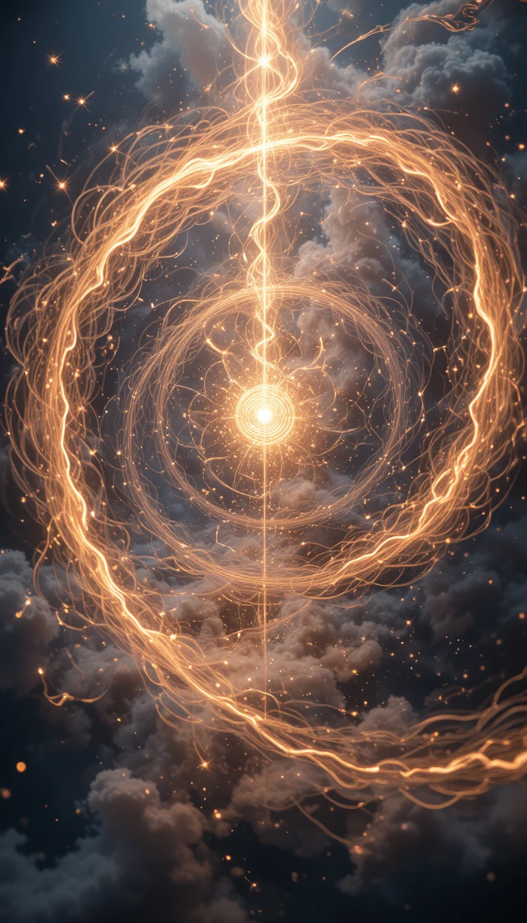 Aura rayonnante tourbillonnant dans un vortex de pensées chaotiques