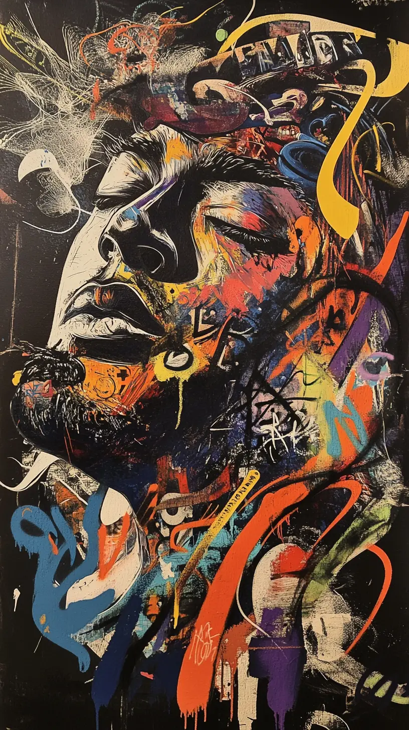 Tipografia de hip-hop ousada envolvendo um microfone central