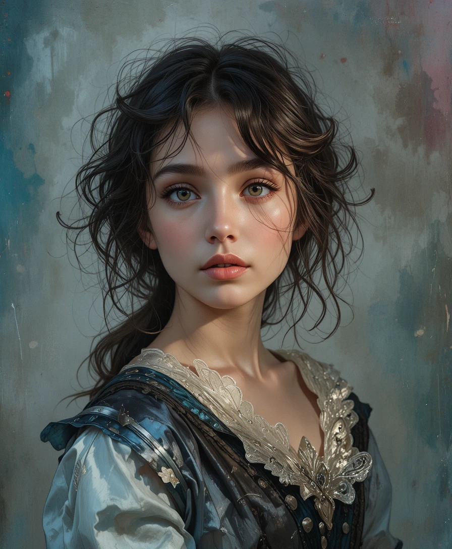 Retrato onírico de una chica joven en suave luz de claroscuro