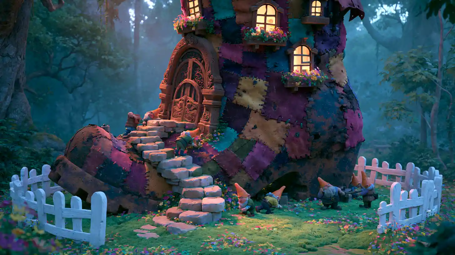 Whimsical Gnome Home Inside A Giant Patchwork Boot