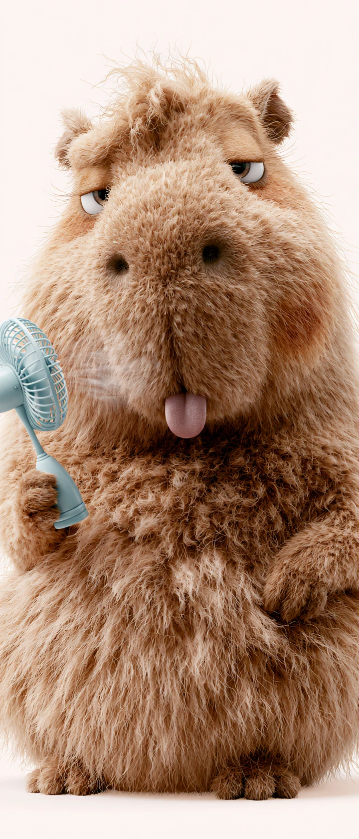 Portrait de peluche capybara mignonne avec mini ventilateur portatif