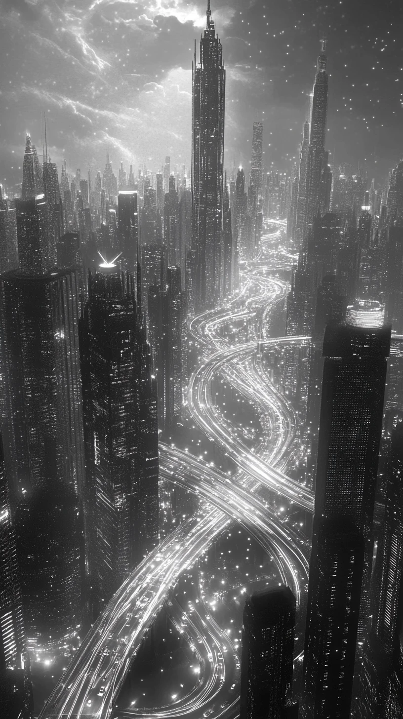 Paisaje urbano surreal que fluye sin fisuras hacia una gran orquesta
