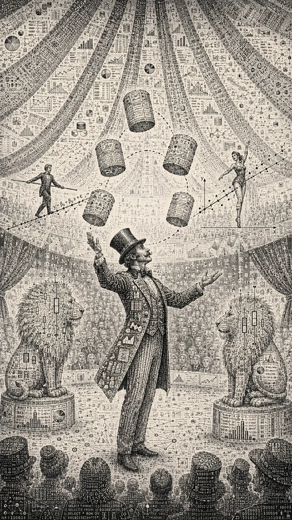 在超現實資料馬戲團中玩弄龐大資料集的總指揮