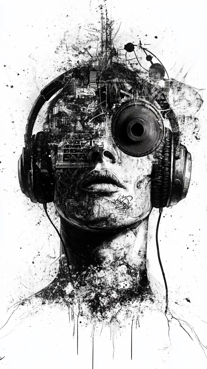 Person by the radio with headphones enjoying loud music