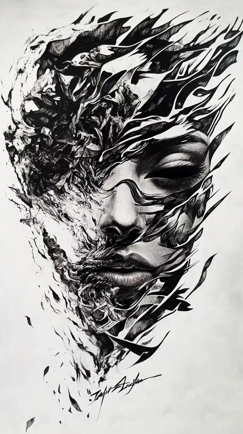 Writer Sinking Into Lines Of Ink And Rhythm