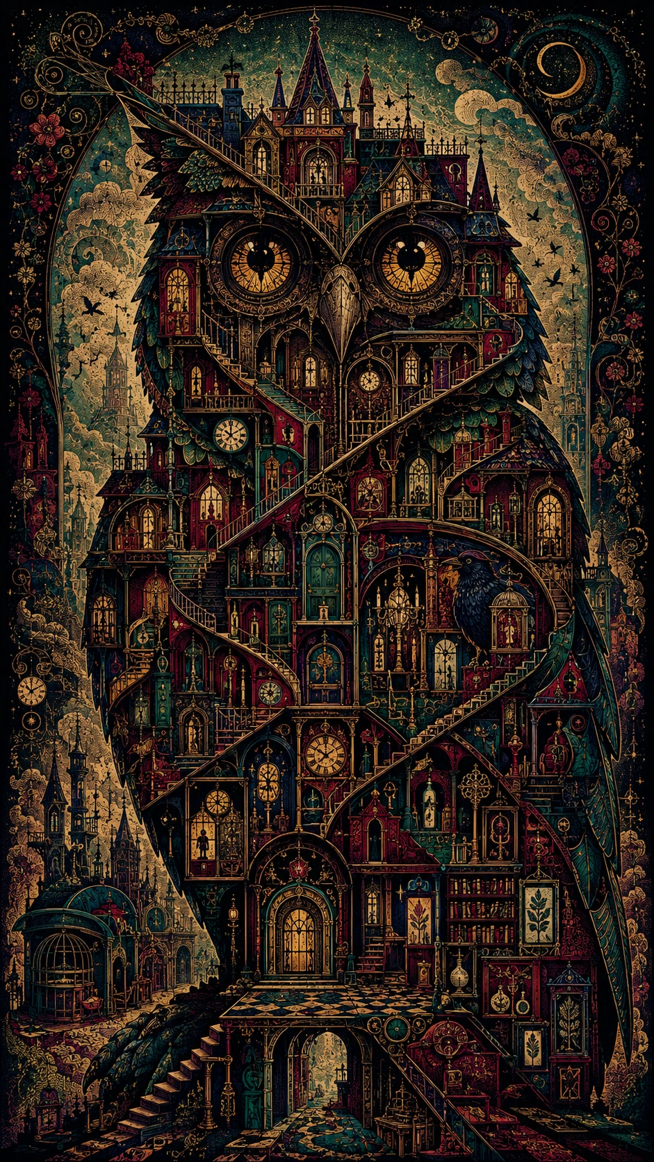 Mansión victoriana surrealista con interiores plegables imposibles