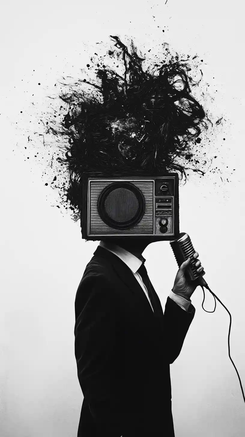 Listener by the radio with headphones and pumping volume
