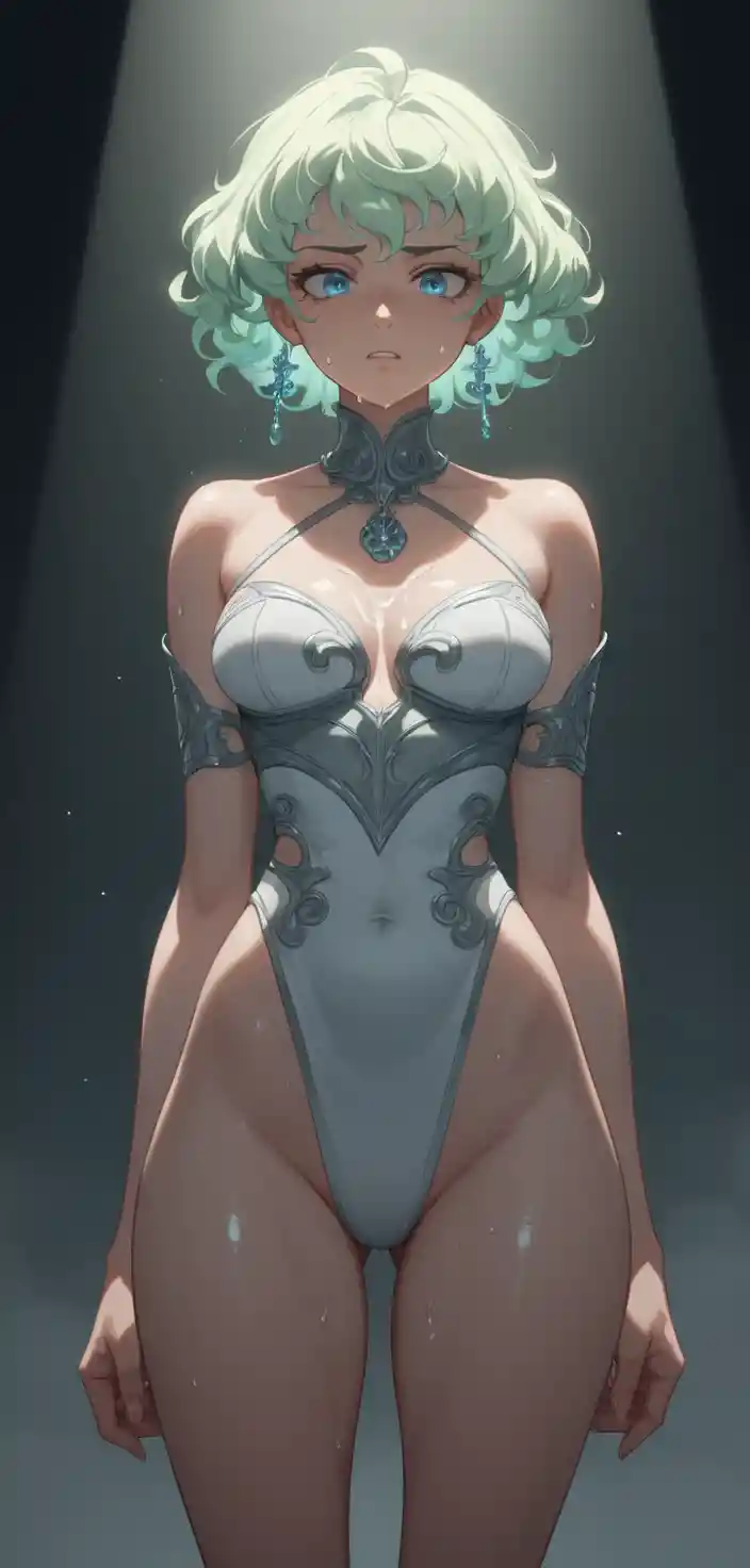 Princesa de anime bailando bajo un dramático foco de escenario