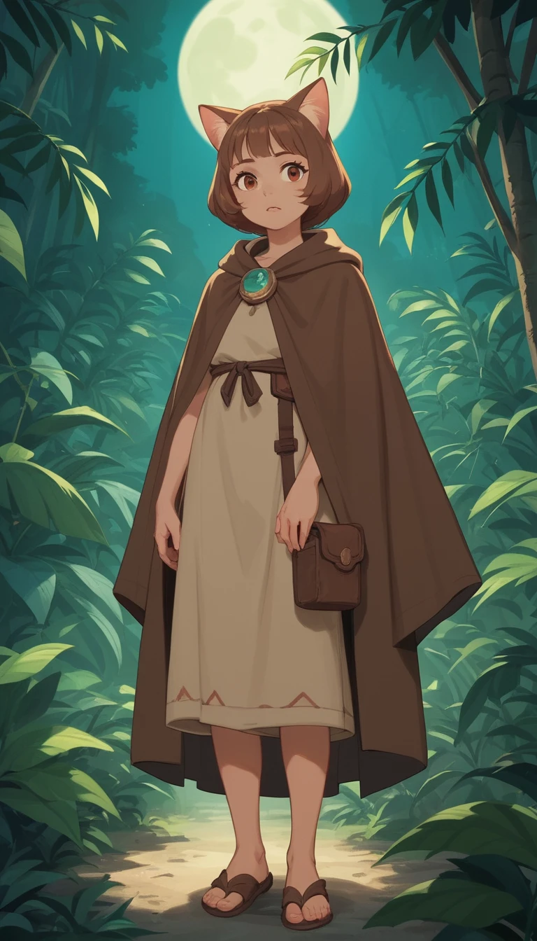 月光下叢林之門前的神祕貓娘