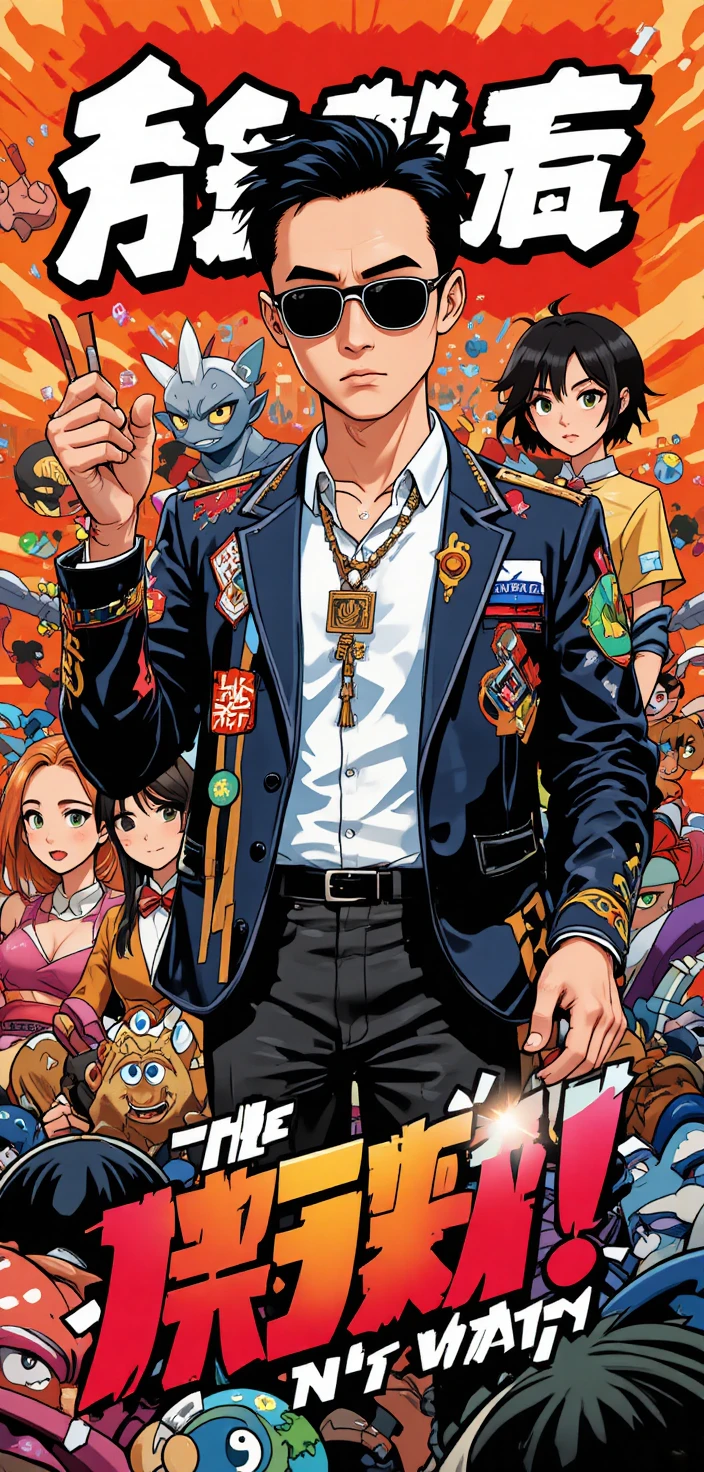 Póster elegante de dragón chino en estilo oriental moderno