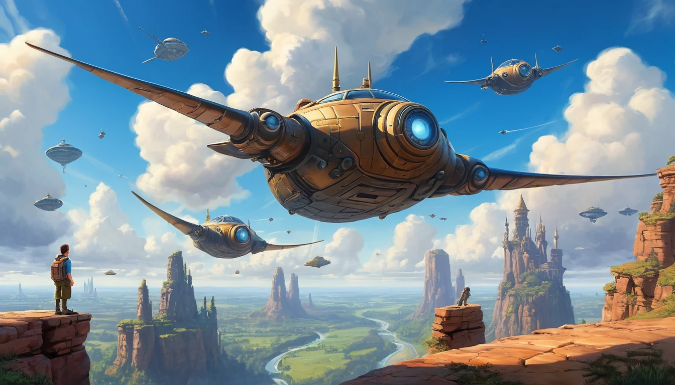 Armed civilians stare at massive invading UFO fleet overhead