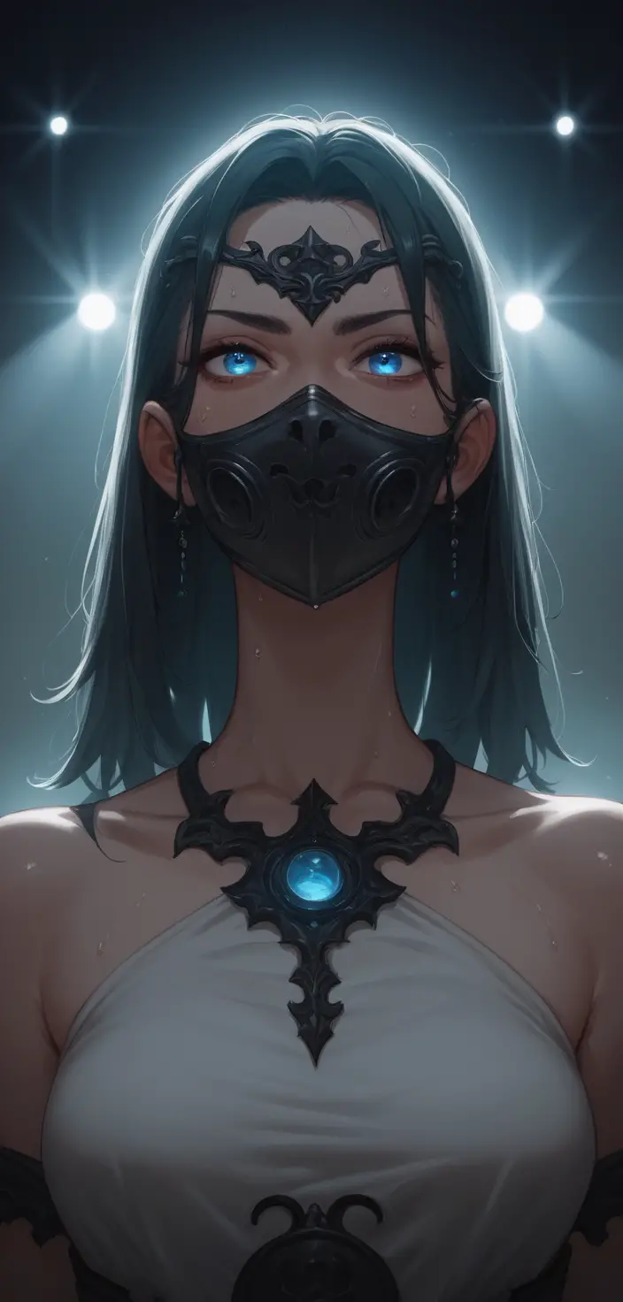 Anime princess dancing under warm stage lights in anguish