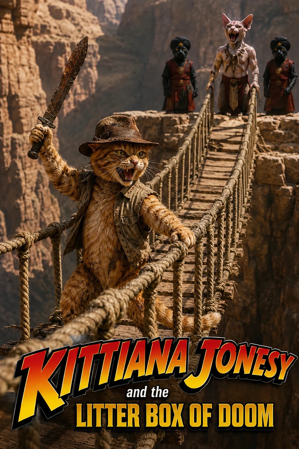 Bold adventure style movie title logo with arched text