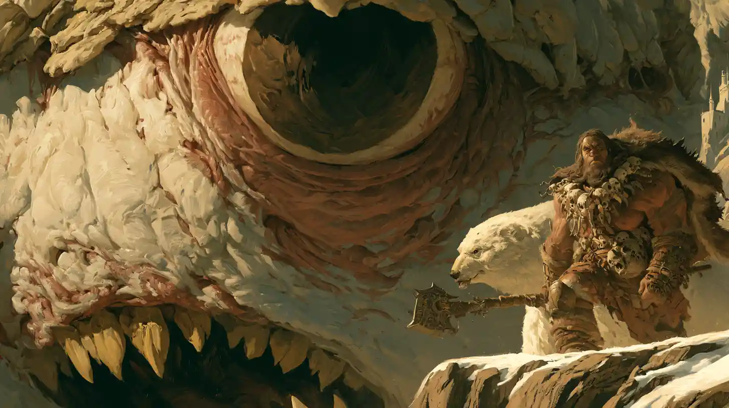 Groteskes Riesenaugen-Monster mit knorrigen Adern und Zähnen
