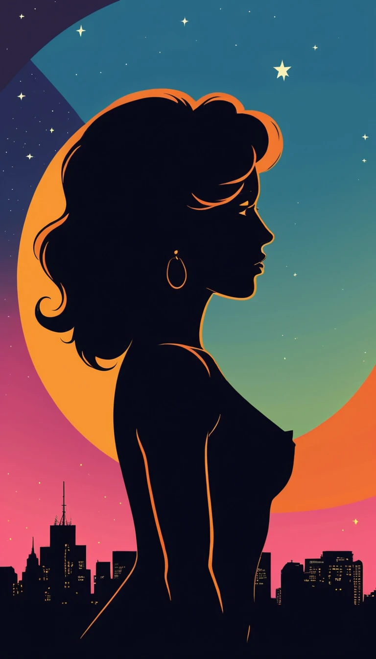 Silueta de una mujer sobre una cresta al atardecer vibrante