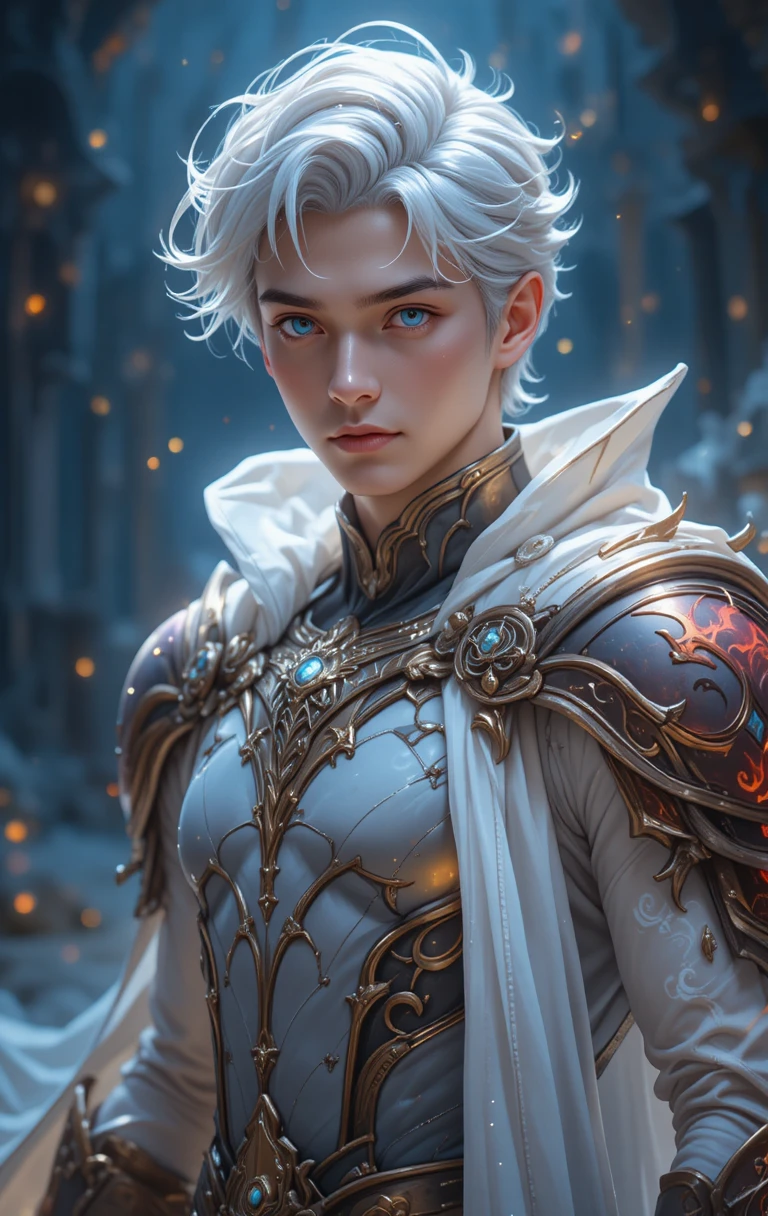 Joven guerrero dragón de anime con armadura dracónica brillante