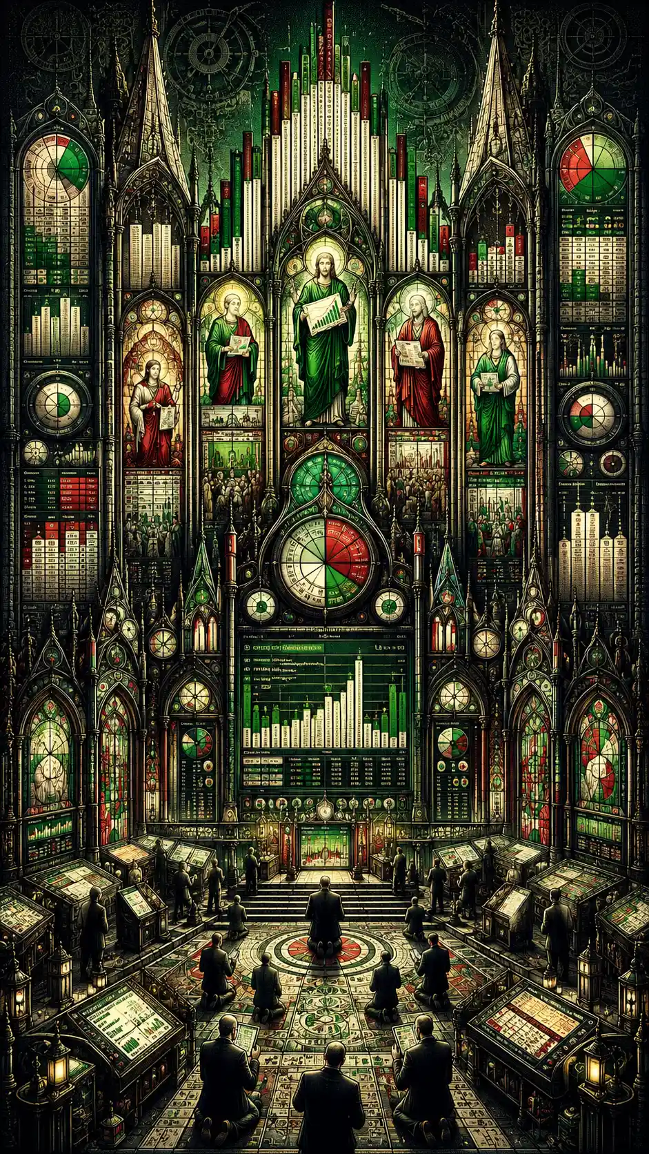Surreal Gothic Cathedral Built From Data Visualizations