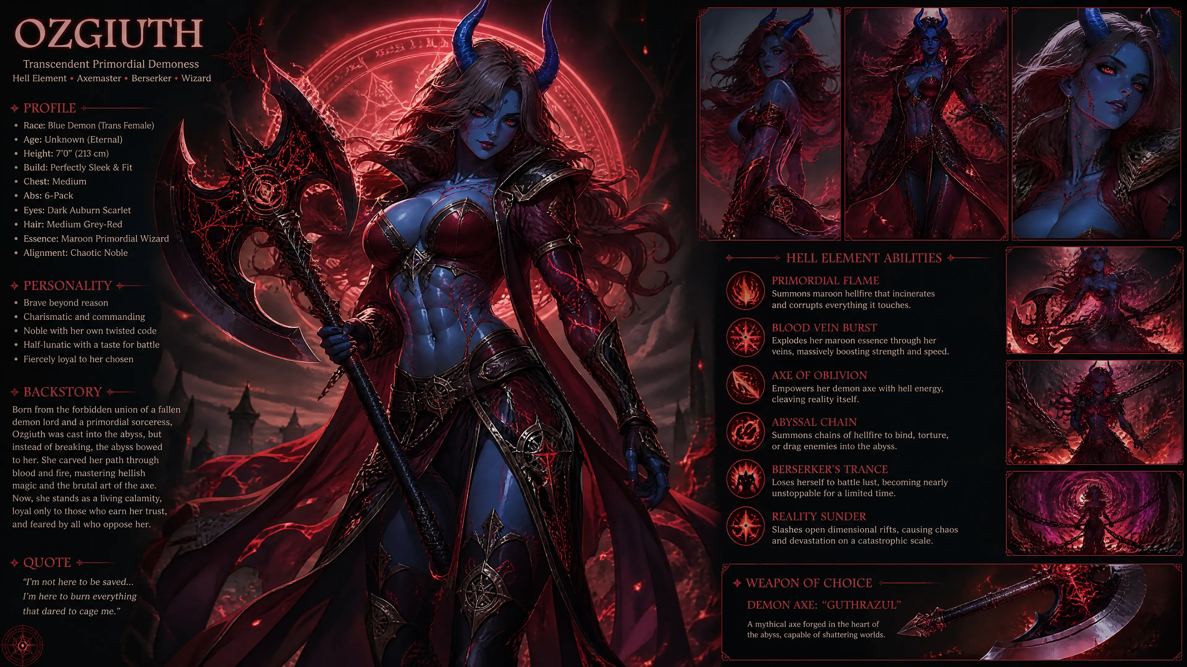 王家の狂戦士の鎧をまとう青い悪魔の女魔術師