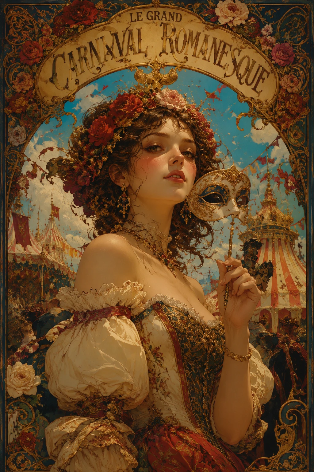 Romantic Romanesque Fantasy Carnival Poster Illustration