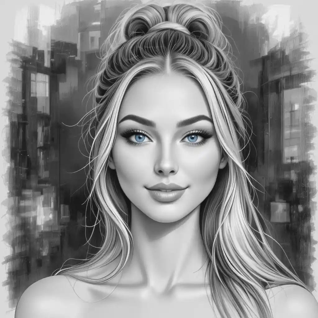 Retrato medio de una chica rubia de ojos azules