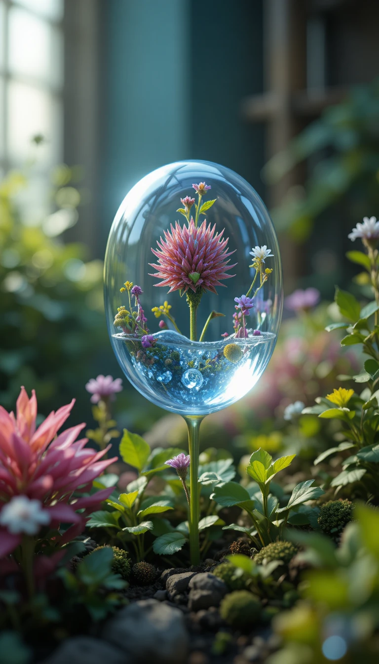 超現実的な光を糧にする植物のフォトリアル3Dレンダリング