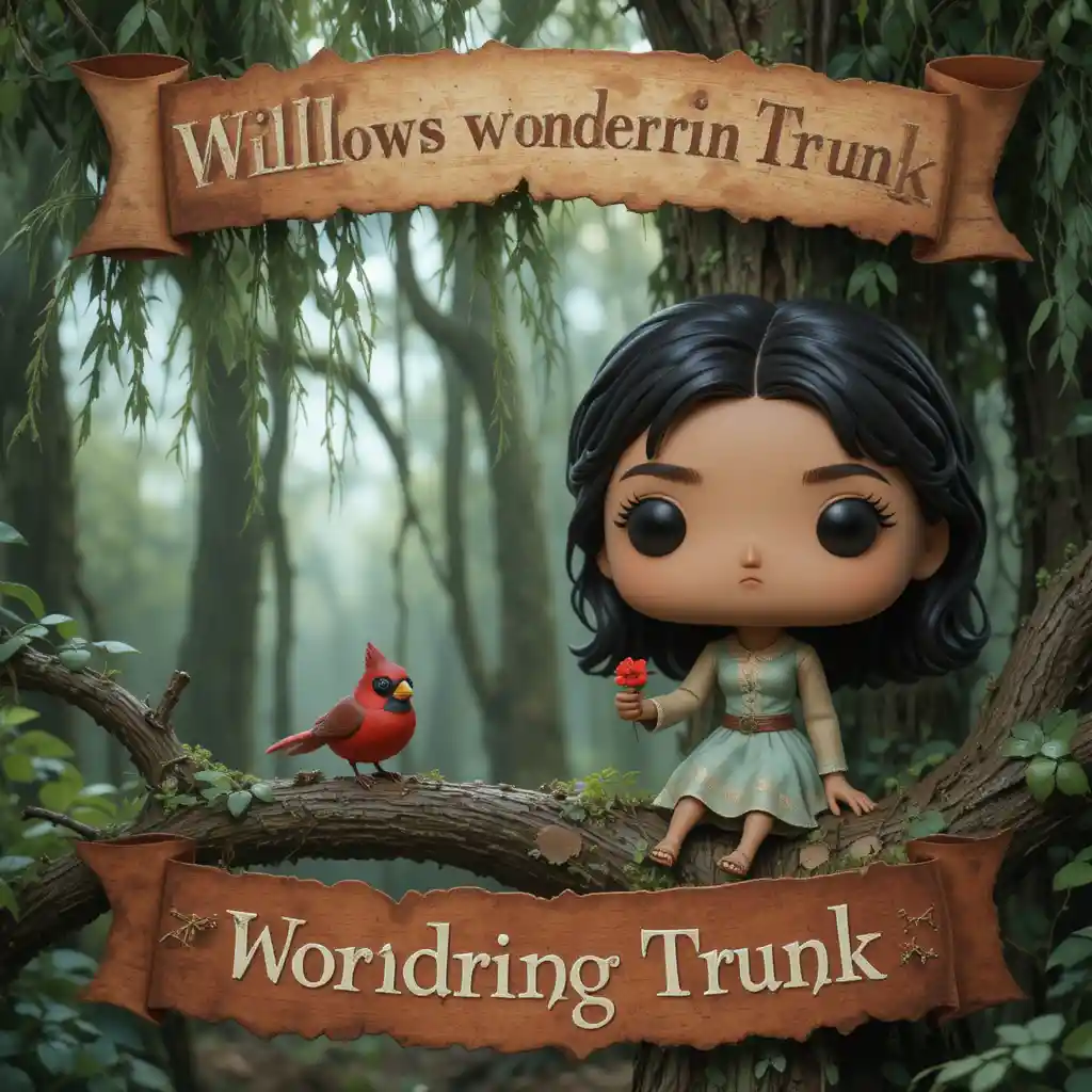 버드나무 옆 Funko Pop 스타일 여성 배너