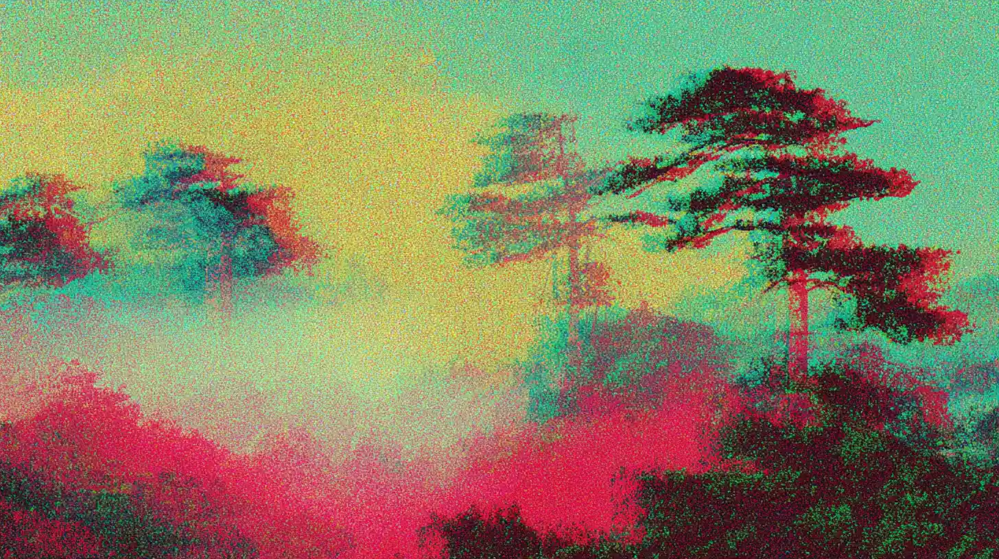 Surreal optical illusion with soft foggy abstract patterns