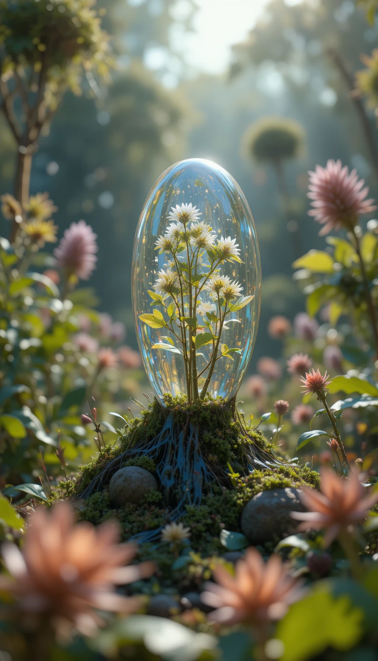 奇妙に発光する植物のフォトリアルな3Dレンダリング