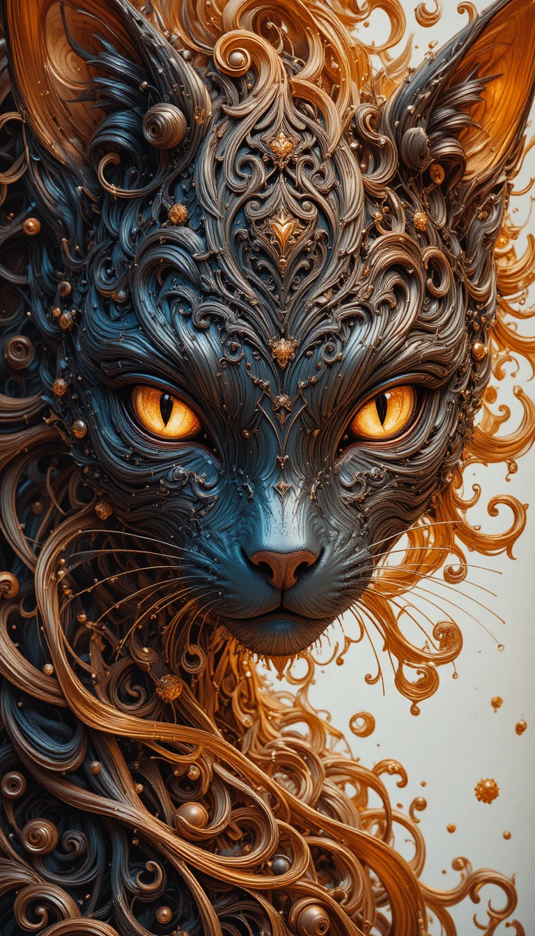 Retrato fantástico en primer plano de un rostro de gato de anime