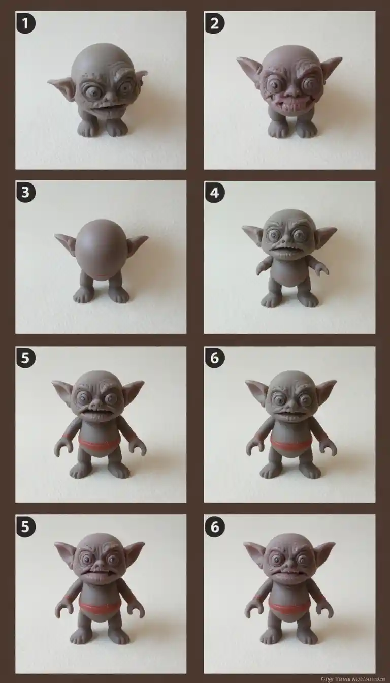 ステップ別プラスチック粘土のカートゥーンキャラクター造形チュートリアル
