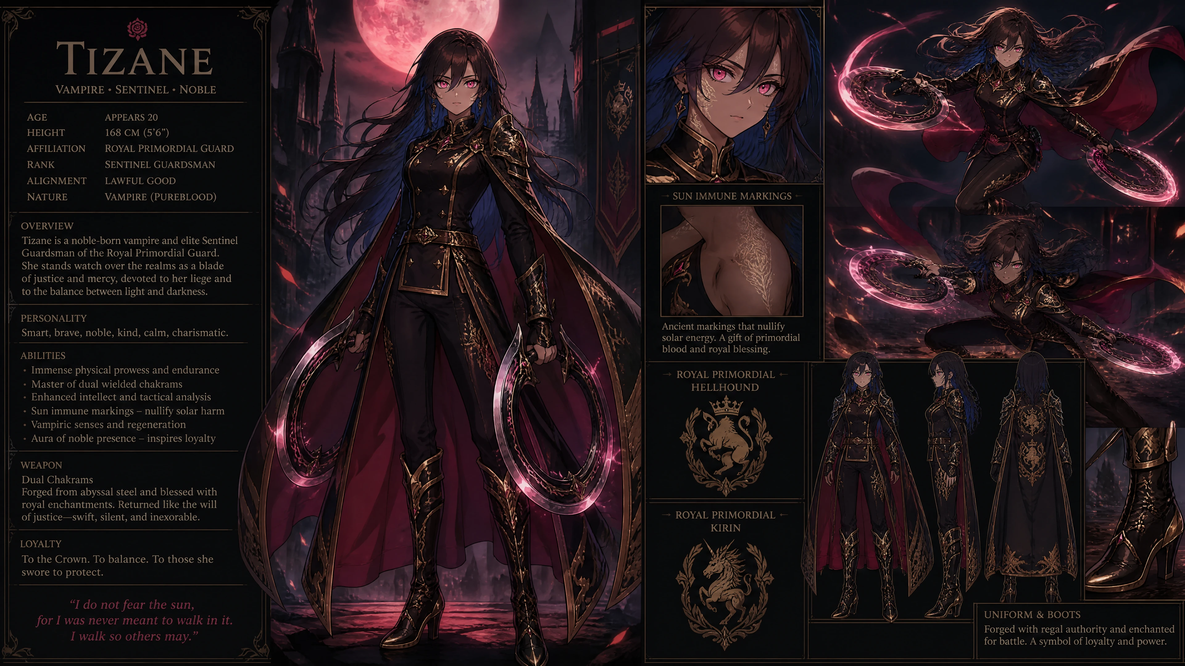 Noble vampira con uniforme de centinela real
