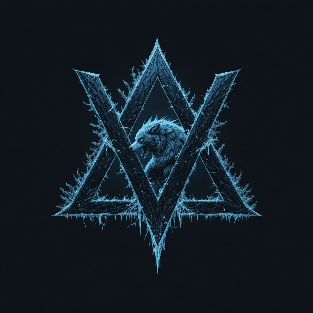 Logotipo Triangular Místico con Símbolos Crípticos X, W y 9