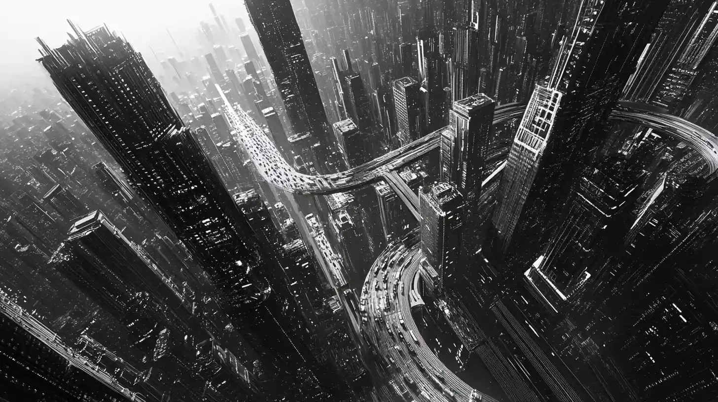 Surreal cityscape merging skyscrapers with a living orchestra