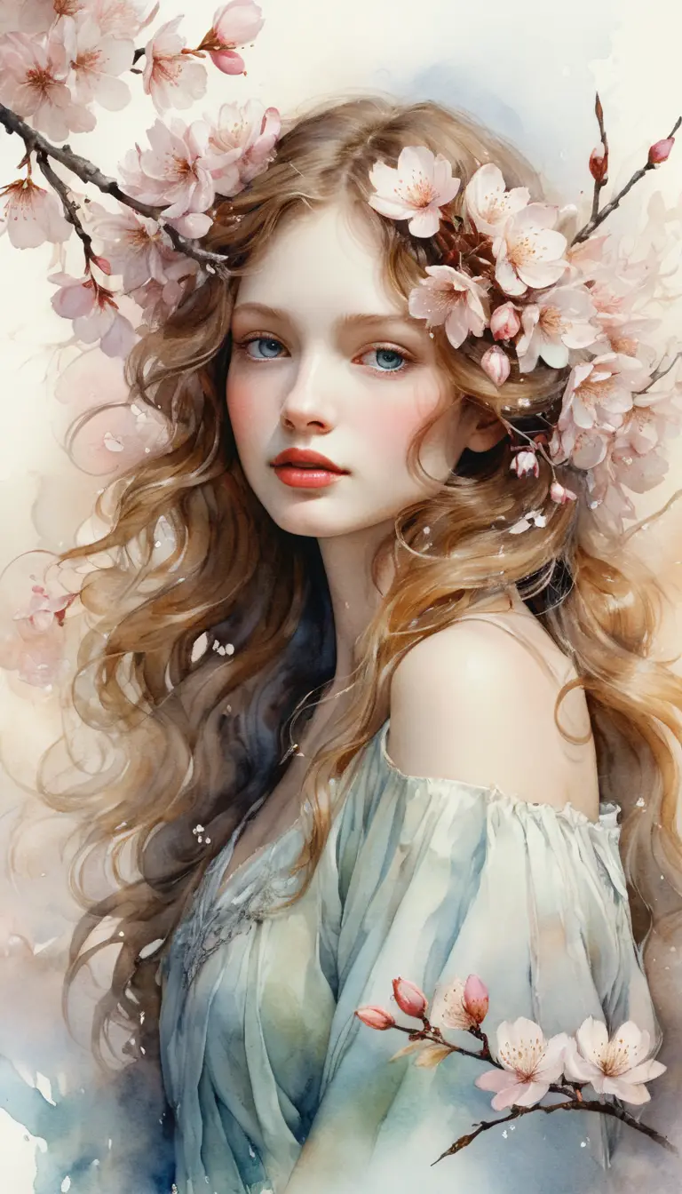 Romantic vision of pure bliss in luminous blossom tones
