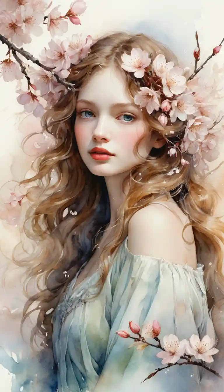 Romantic vision of pure bliss in luminous blossom tones