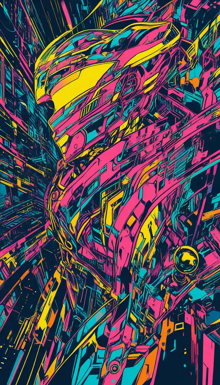 Female rider turning hard on a translucent neon motorcycle