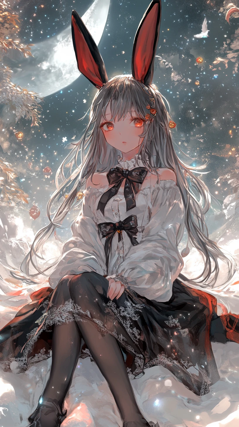 Anime girl with rabbit ears in ornate fantasy outfit