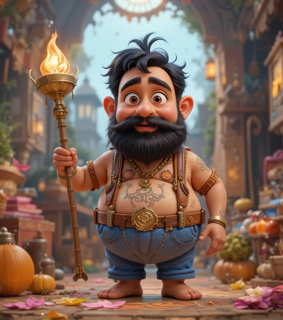 Personaje de mono de caricatura con jeans, camiseta y sandalias