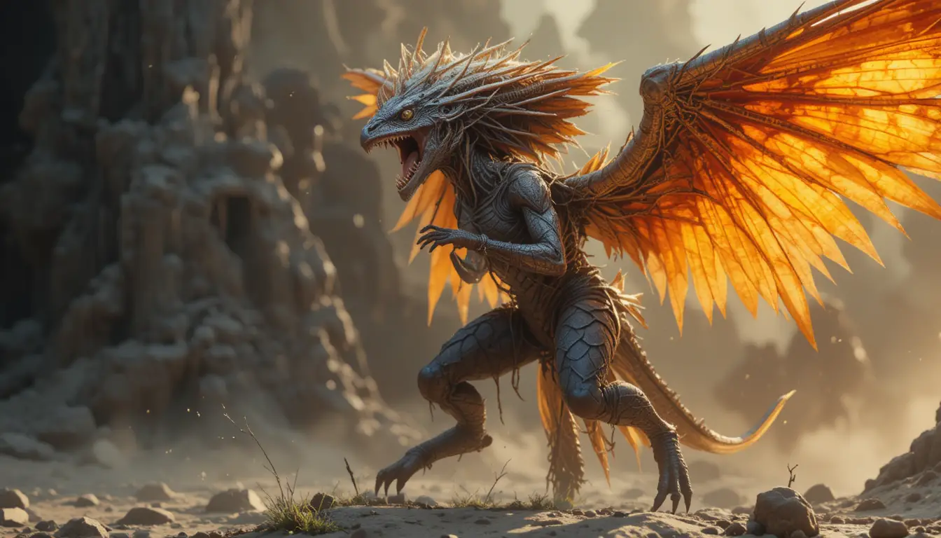 Humanoid female sky lord evolved after human extinction